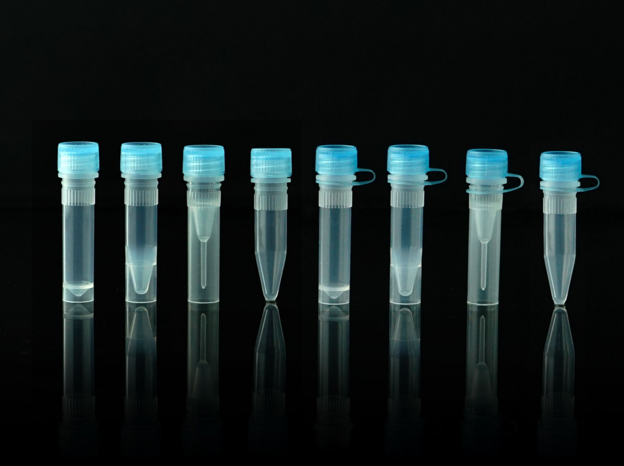 NEST Self-Standing Vials, Natural Color Caps, External Thread, with Sealing Ring, Sterile, 50/pk, 500/box, 2000/cs