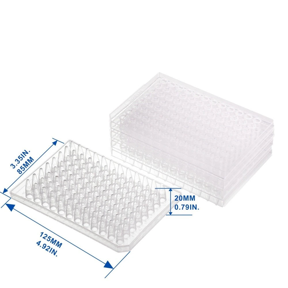 Half-Skirted PCR Plates, 96-Well for 0.2ml Tubes, Clear, 25/Pack