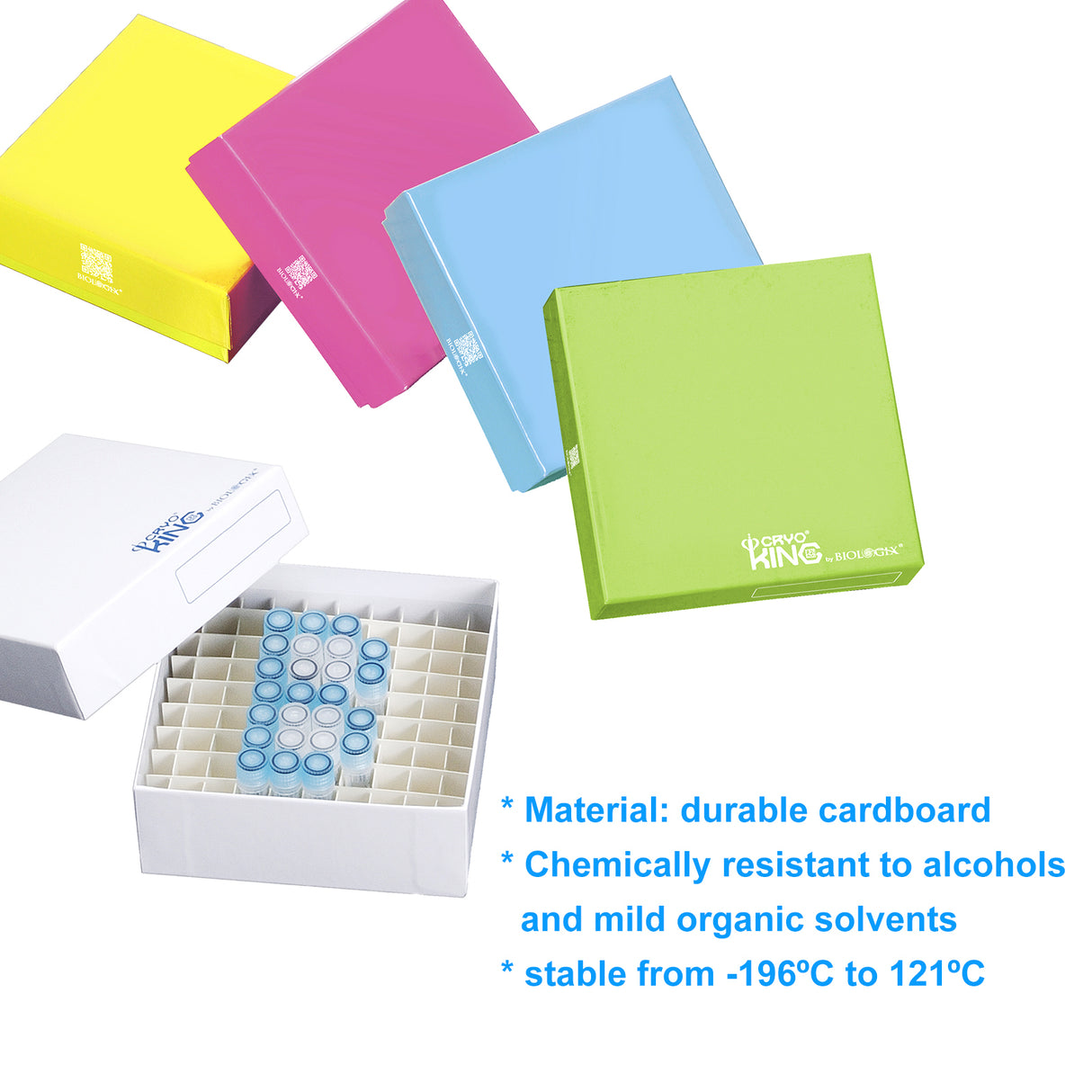 CryoKING® 2 inch Cardboard Freezer Box, 81/100-well, 5 /Bag,20 Bags/Case