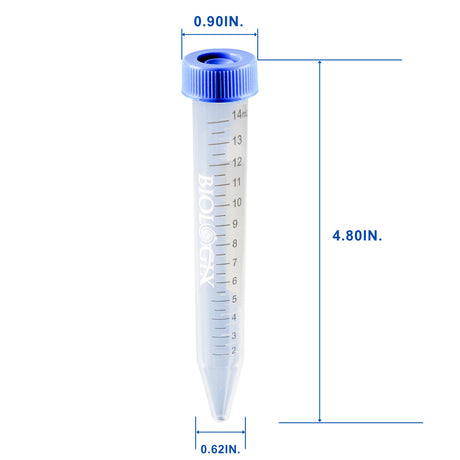 Biologix® 15ml Conical Bottom Centrifuge Tubes With Screw Caps, Sterile, 500/Case