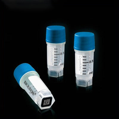 Cryogenic Vials with Bottom Barcode-0.5ml tubes (External Thread) 25/Bag, 500/Pack, 1000/Case