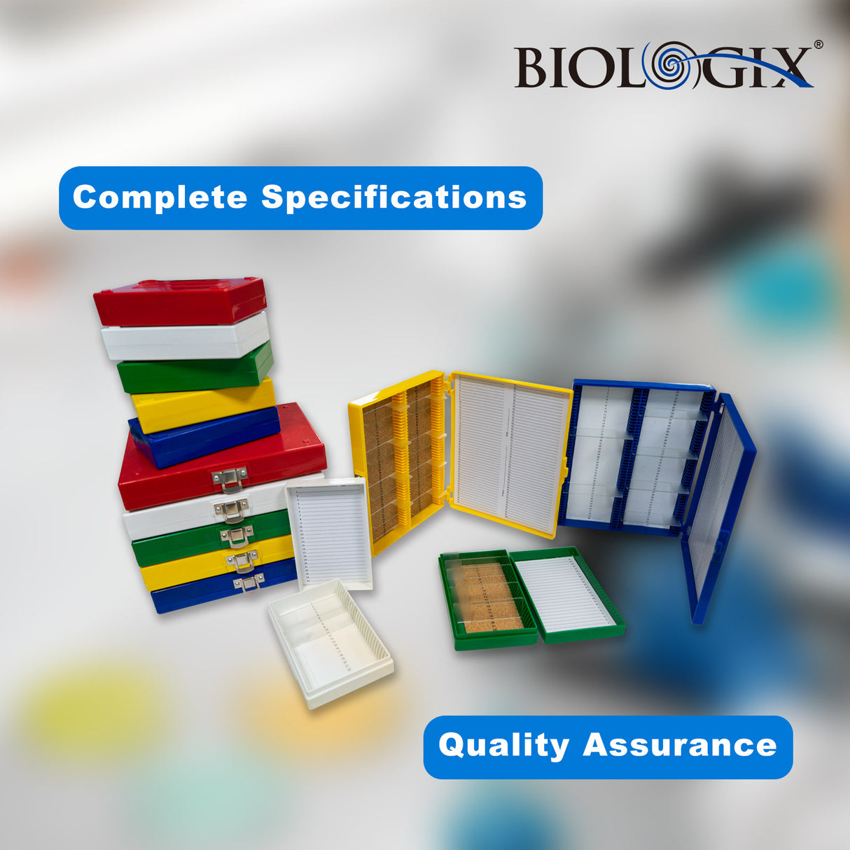 Biologix® Slide Storage Boxes with Foam/Cork Lining  (25 Place), 5/Pack, 20/Case