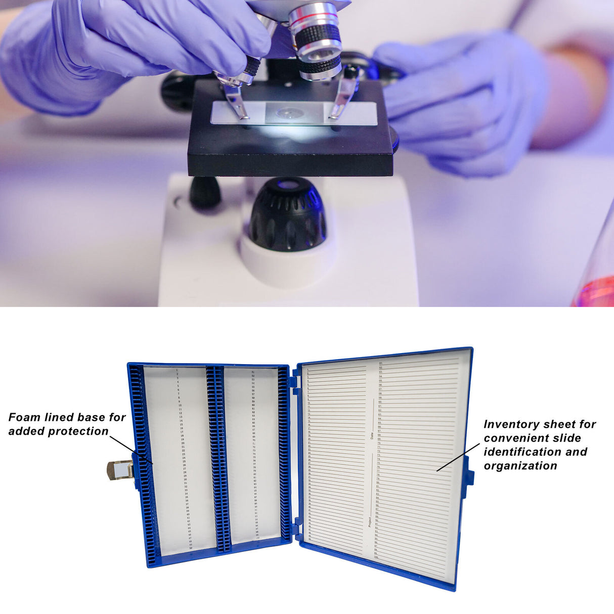 Biologix® Slide Storage Boxes with Foam Lining  (100 Place), 5/Pack, 30/Case