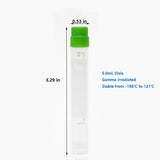 CryoKING®  Cryogenic Vials 5.0ml Plastic Cryogenic sample Tube (External, Non-Barcoded) 25/Bag, 500/Pack, 1000/Case