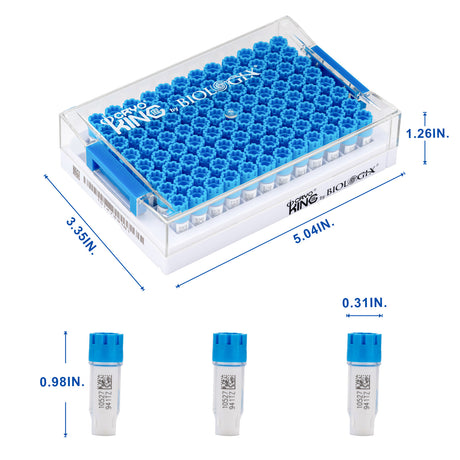 Biologix® SBS Standard Cryogenic Vials External Thread 0.4 ml, 96-Well, 10 Bags/Pack,2 Packs/Case