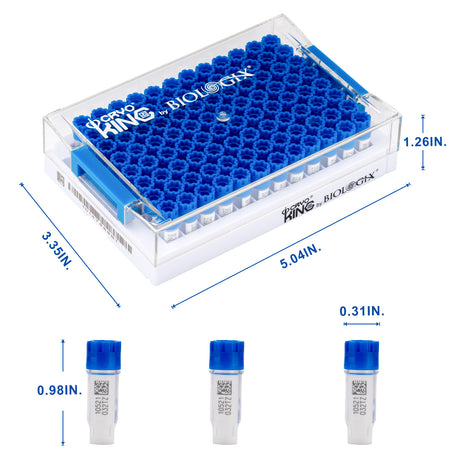 Biologix® SBS Standard Cryogenic Vials External Thread 0.4 ml, 96-Well, 10 Bags/Pack,2 Packs/Case