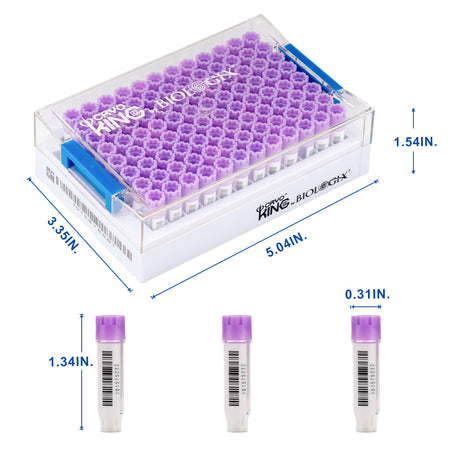Biologix® SBS Standard Cryogenic Vials External Thread 0.75 ml, 96-Well, Case of 1920