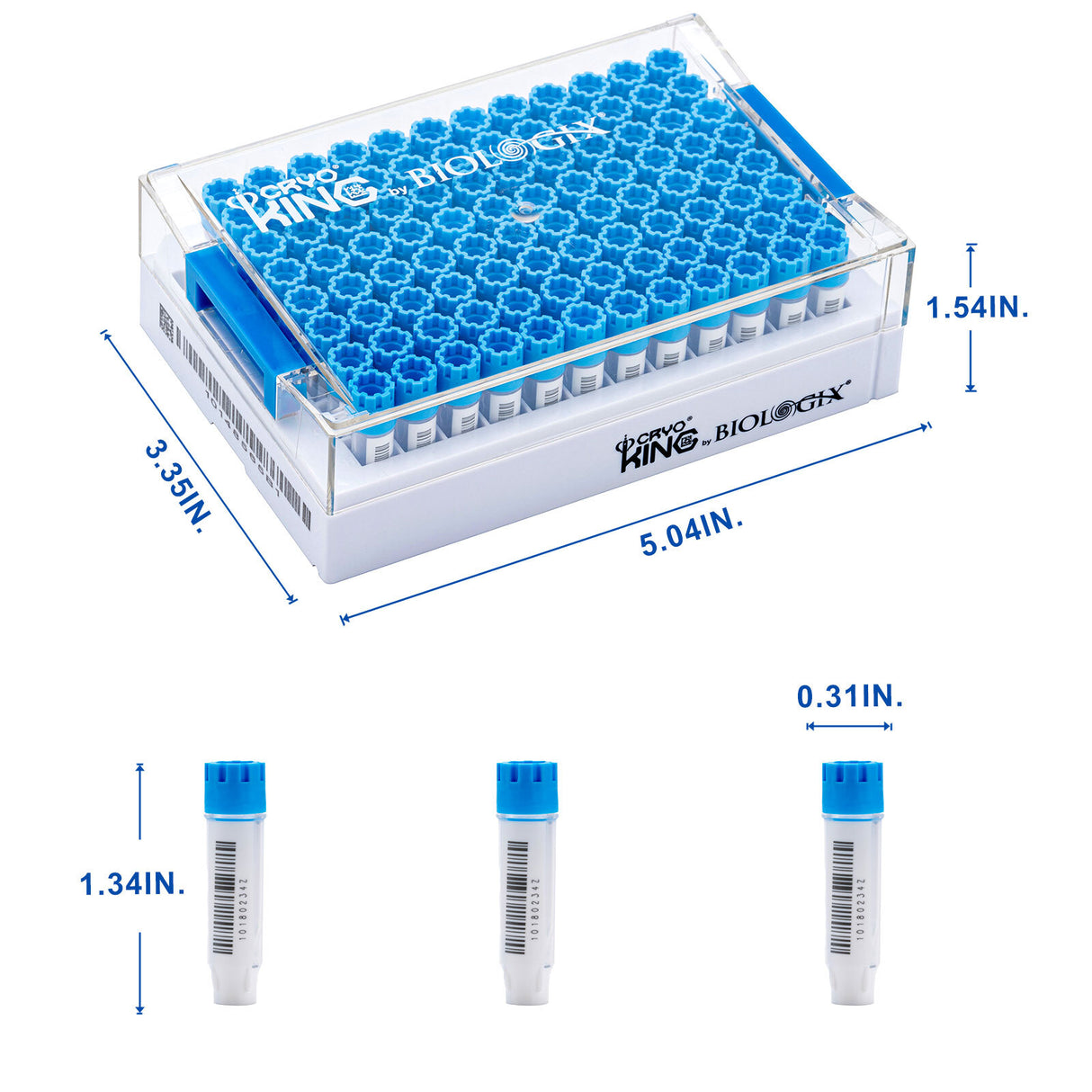 Biologix® SBS Standard Cryogenic Vials External Thread 0.75 ml, 96-Well, Case of 1920