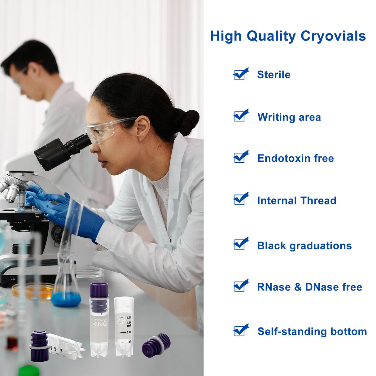 Cryogenic Vials-2.0ml tubes (Internal Thread, Non-Barcoded) 25/Bag, 500/Pack, 1000/Case