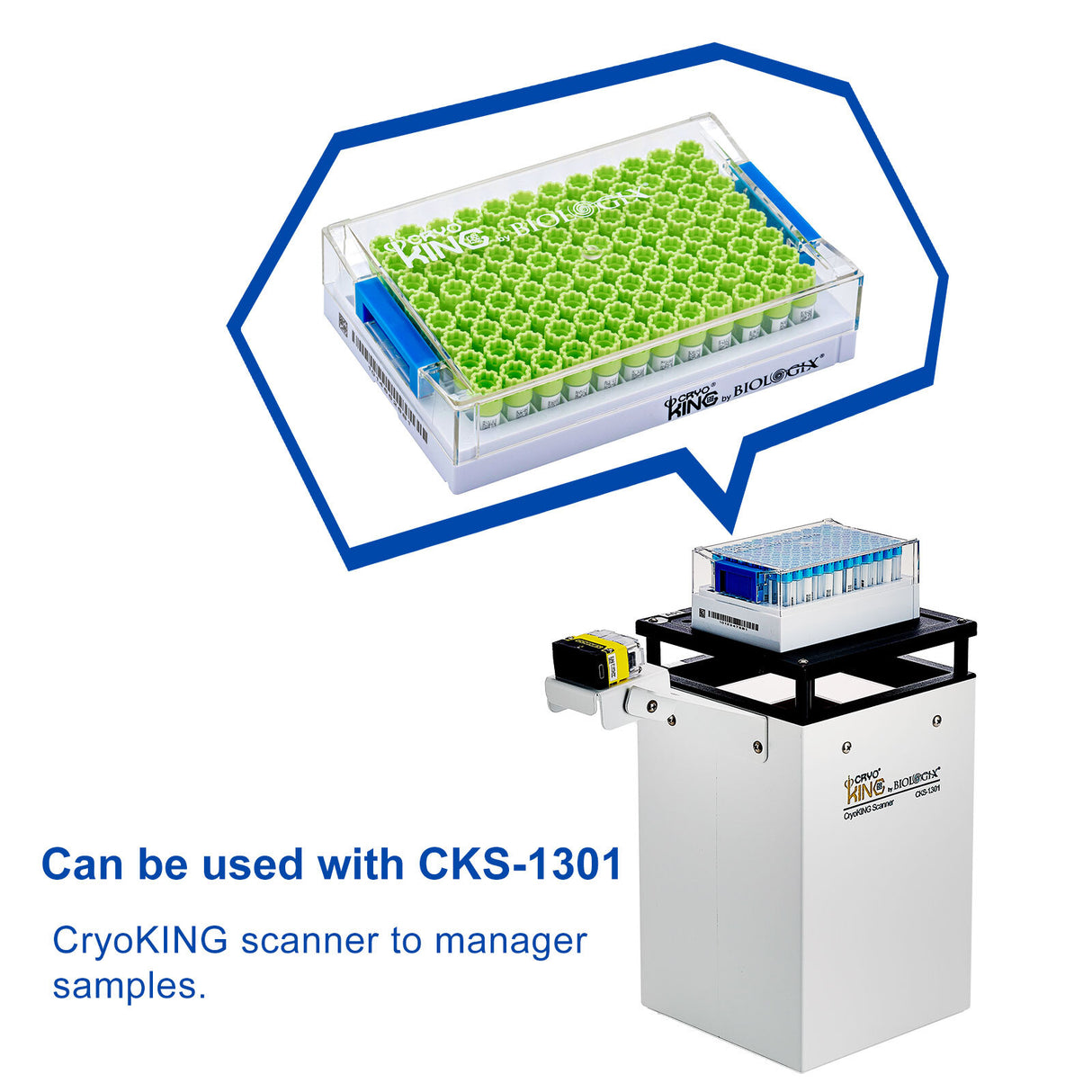 Biologix® SBS Standard Cryogenic Vials External Thread 0.4 ml, 96-Well, 10 Bags/Pack,2 Packs/Case