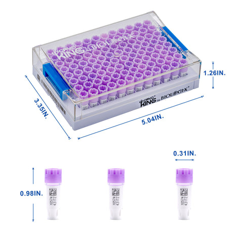 Biologix® SBS Standard Cryogenic Vials External Thread 0.4 ml, 96-Well, 10 Bags/Pack,2 Packs/Case