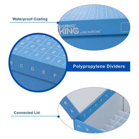 CryoKING® ID-Color™ 3.75in Cardboard Freezer Boxes (81 well), 5/Pack, 20/Case