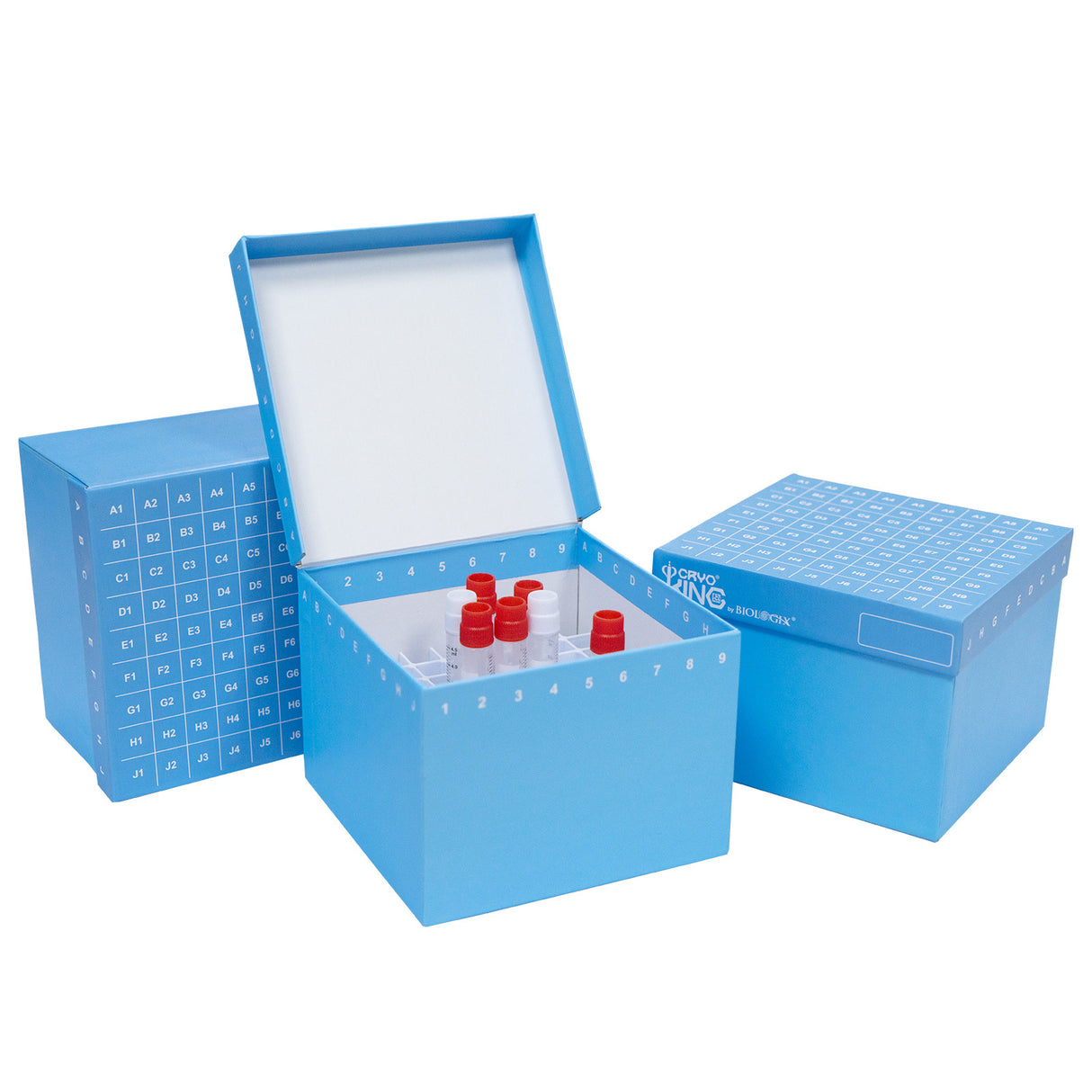 CryoKING® ID-Color™ 3.75in Cardboard Freezer Boxes (81 well), 5/Pack, 20/Case