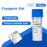 Cryogenic Vials with Side Bardcode-0.5 ml, External Thread, 25/Bag, 500/Pack, 1000/Case