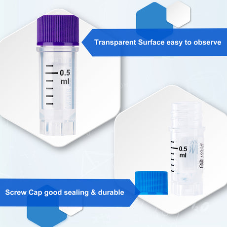 Cryogenic Vials with Side Bardcode-0.5 ml, External Thread, 25/Bag, 500/Pack, 1000/Case