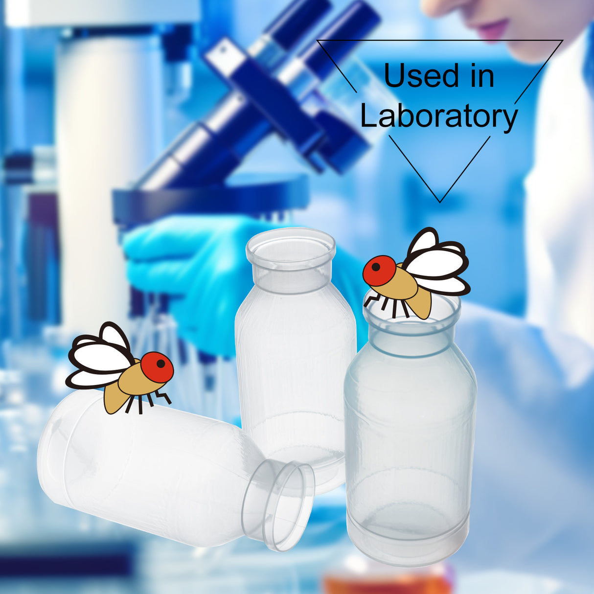 Drosophila Bottles, 8oz (227ml), Round Bottom, Bulk/Tray Package, 100 Pcs/Case