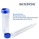 Biologix® 15ml Conical Bottom Centrifuge Tubes With Screw Caps, Sterile, 500/Case