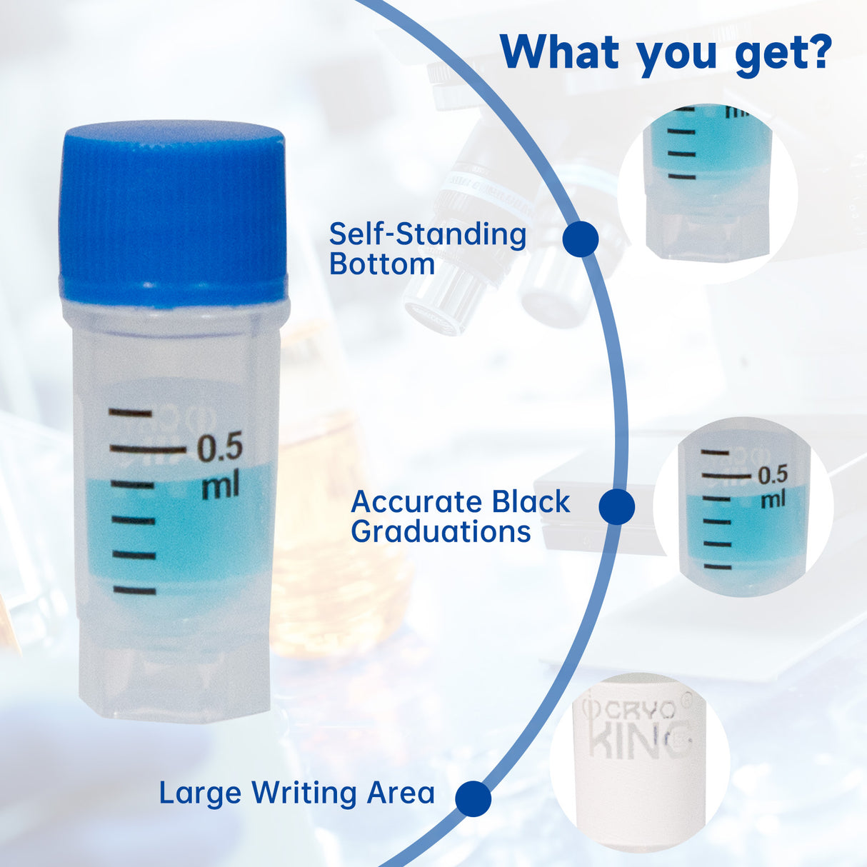 Cryogenic Vials- 0.5mL tubes, External Thread, without bottom barcode, 25/Bag, 500/Pack, 1000/Case