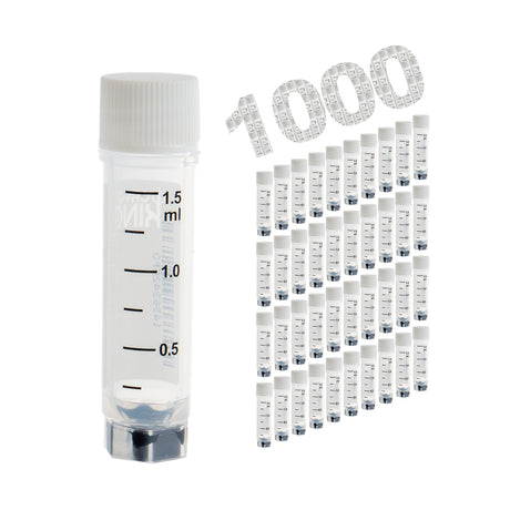 Cryogenic Vials Side & Bottom Barcoded-1.5, External Thread, 25/Bag, 1000/Case
