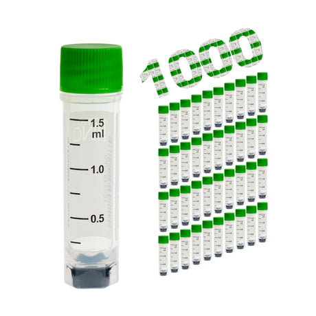 Cryogenic Vials Side & Bottom Barcoded-1.5, External Thread, 25/Bag, 1000/Case