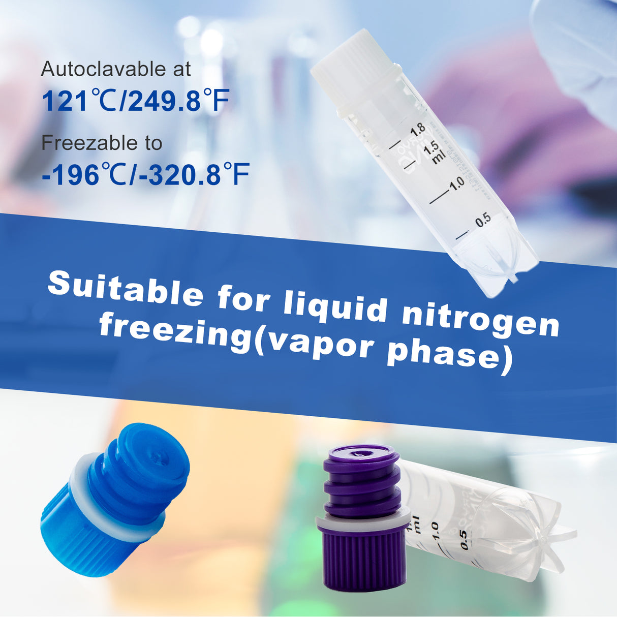 Cryogenic Vials with Side Bardcodes-2.0 ml Internal Thread, 25/Bag, 1000/Case