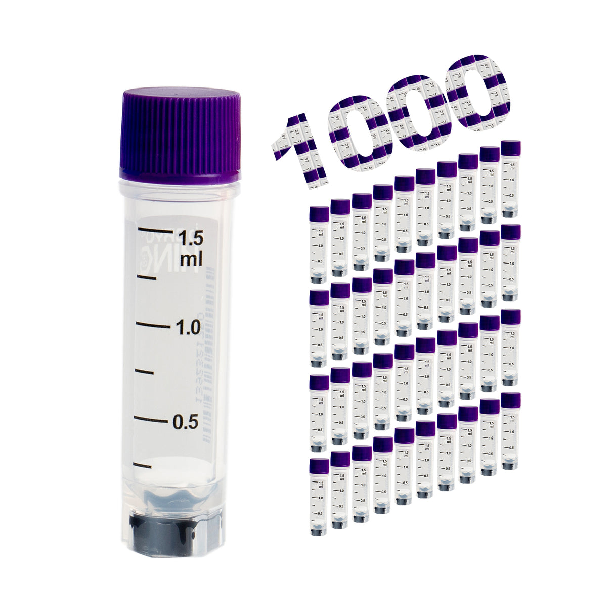 Cryogenic Vials Side & Bottom Barcoded-1.5, External Thread, 25/Bag, 1000/Case