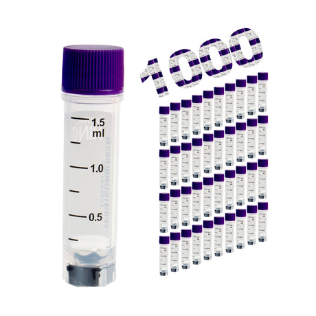 Cryogenic Vials Side & Bottom Barcoded-1.5, External Thread, 25/Bag, 1000/Case