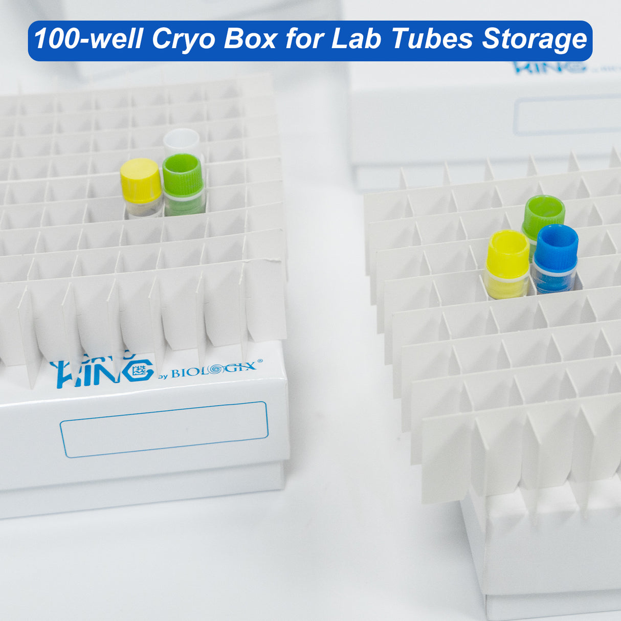 CryoKING® 3in Cardboard Freezer Boxes, 100/81 Well, Plastic Coating, 5/Pack, 100/Case
