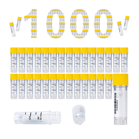 Cryogenic Vials with Side Bardcode-1.0 ml, External Thread, 25/Bag, 500/Pack, 1000/Case