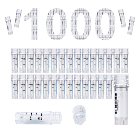 Cryogenic Vials with Side Bardcode-1.0 ml, External Thread, 25/Bag, 500/Pack, 1000/Case