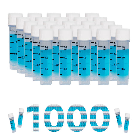 CryoKING® 1.5ml Cryogenic Vials, Self-Standing, 25/Bag, 500/Pack, 1000/Case