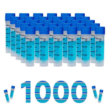 CryoKING® 1.5ml Cryogenic Vials, Self-Standing, 25/Bag, 500/Pack, 1000/Case