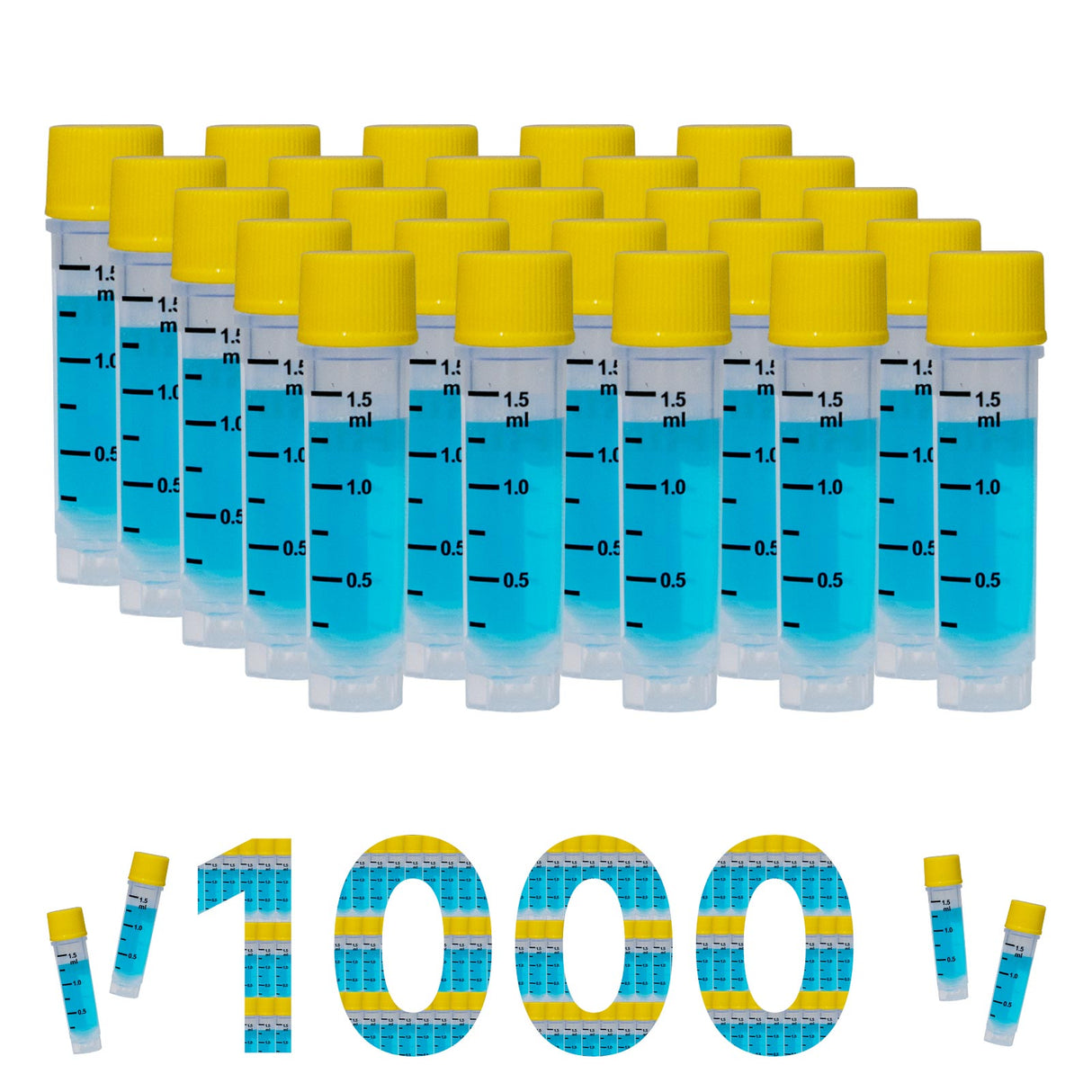 CryoKING® 1.5ml Cryogenic Vials, Self-Standing, 25/Bag, 500/Pack, 1000/Case