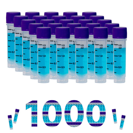 CryoKING® 1.5ml Cryogenic Vials, Self-Standing, 25/Bag, 500/Pack, 1000/Case