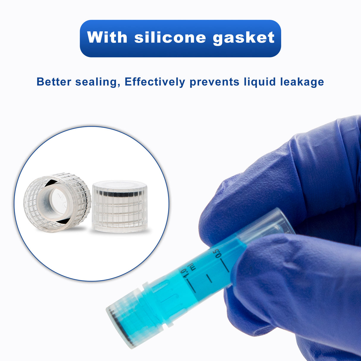 Cryogenic Vials-1.5 mL (47.5mm, Self-Standing), with writing area, 50/Bag, 500/Pack, 2000/Case