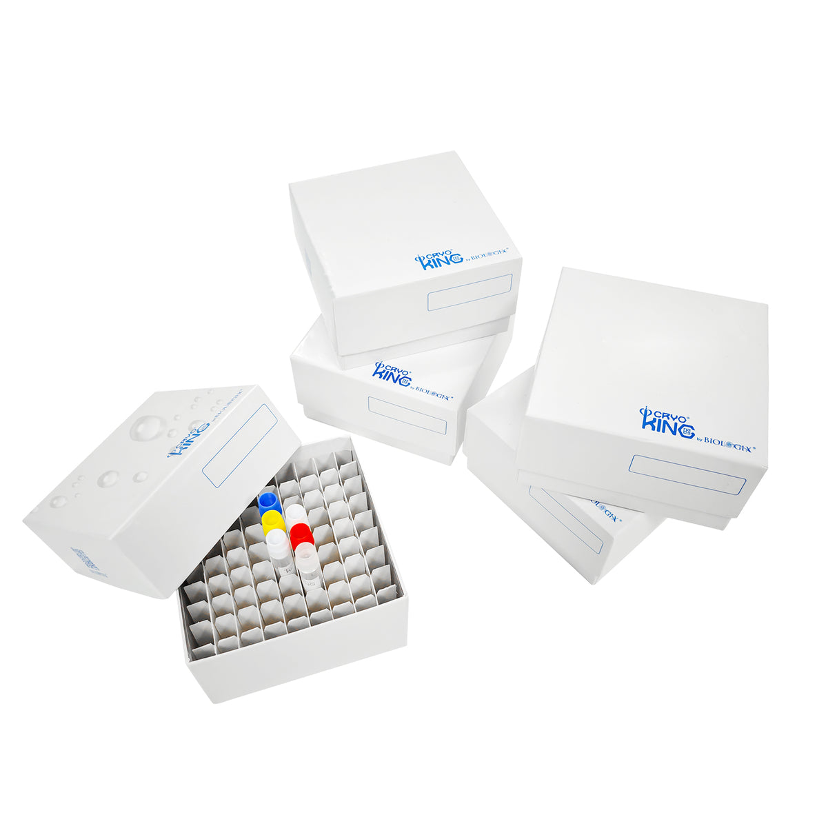 CryoKING® 3in Cardboard Freezer Boxes, 100/81 Well, Plastic Coating, 5/Pack, 100/Case