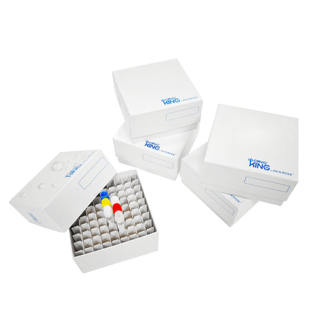 CryoKING® 3in Cardboard Freezer Boxes, 100/81 Well, Plastic Coating, 5/Pack, 100/Case