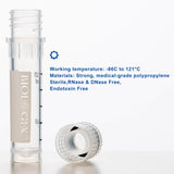 Biologix® 2ml Cryogenic Vials, Lab Vials for Low Temperature Storage, 50/Bag, 500/Pack, 2000/Case