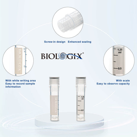 Biologix® 2ml Cryogenic Vials, Lab Vials for Low Temperature Storage, 50/Bag, 500/Pack, 2000/Case