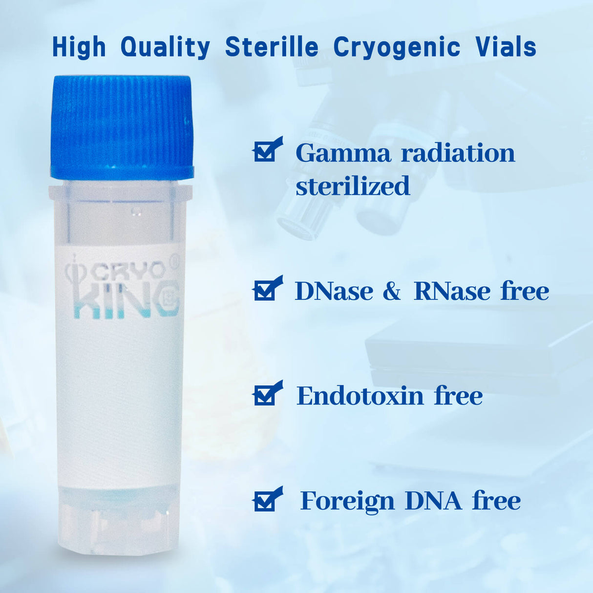 CryoKING® 1.5ml Cryogenic Vials, Self-Standing, 25/Bag, 500/Pack, 1000/Case
