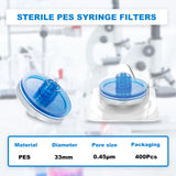 Sterile Syringe Filter-PES, 33mm Diameter (Double Luer Lock) 100/Pack, 400/Case