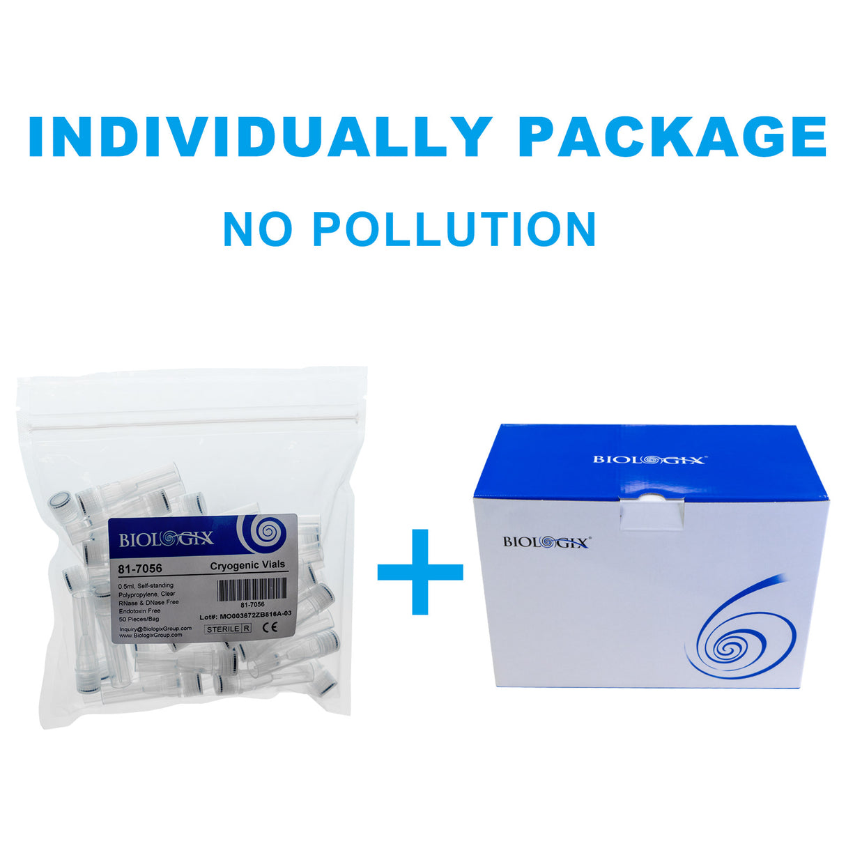 Biologix® 0.5/1.5/2.0ML Cryogenic Vials, External, 50/Bag, 500/Pack, 2000/Case