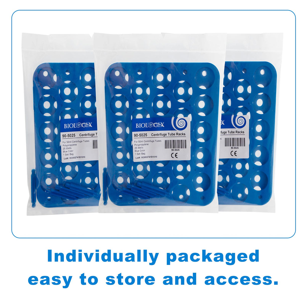 Biologix® Centrifuge Tube Rack (25-Well, Blue) for 50mL Tubes