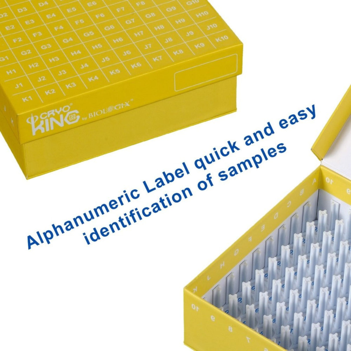 CryoKING® ID-Color™ 2in Cardboard Freezer Boxes (100-well), 5/Pack, 20/Case