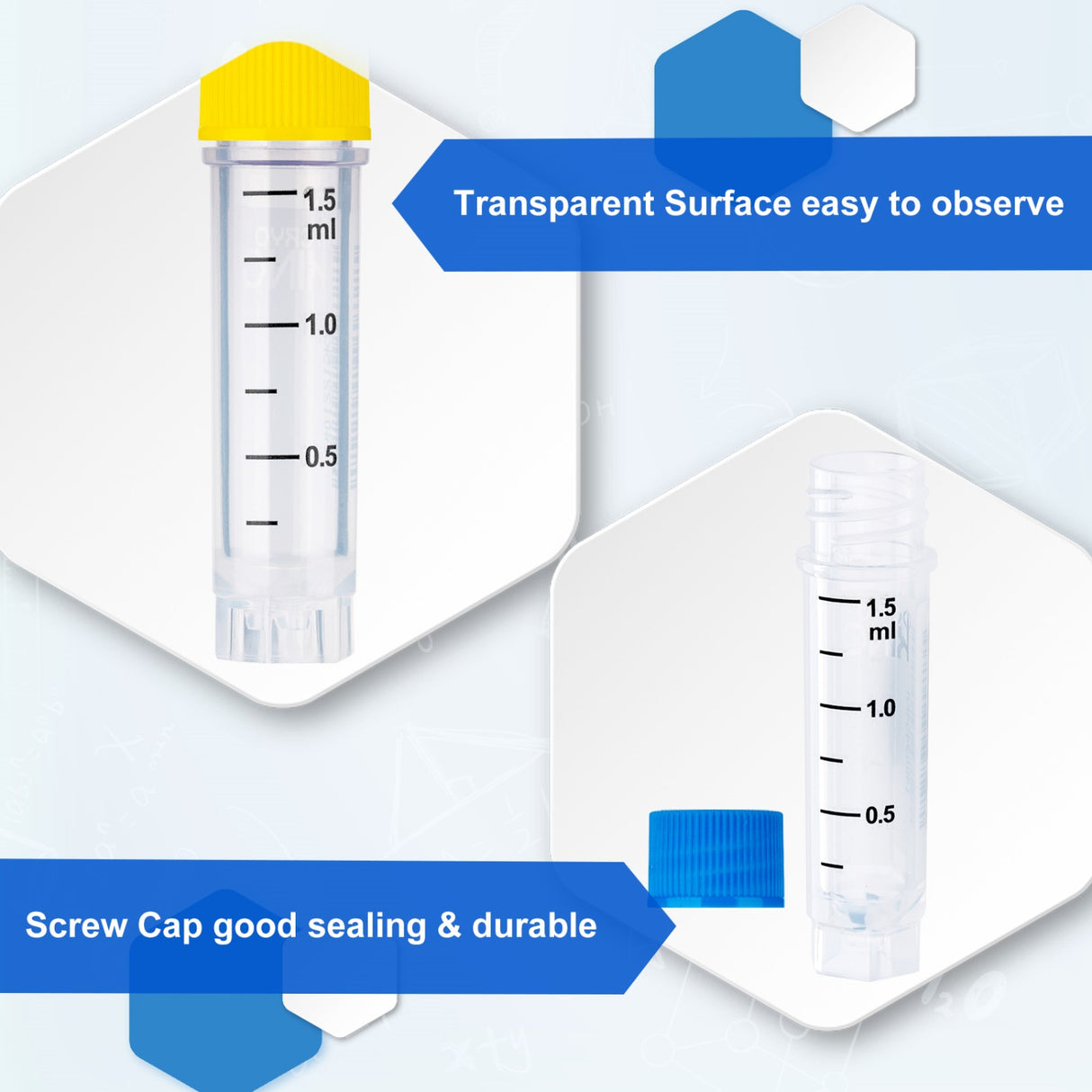 CryoKING® 1.5ml Cryogenic Vials, External Thread, Sterile, Self-Standing, Side Barcode, 25/Bag, 500/Pack, 1000/Case