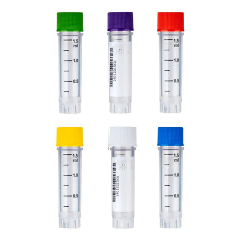 CryoKING® 1.5ml Cryogenic Vials, External Thread, Sterile, Self-Standing, Side Barcode, 25/Bag, 500/Pack, 1000/Case