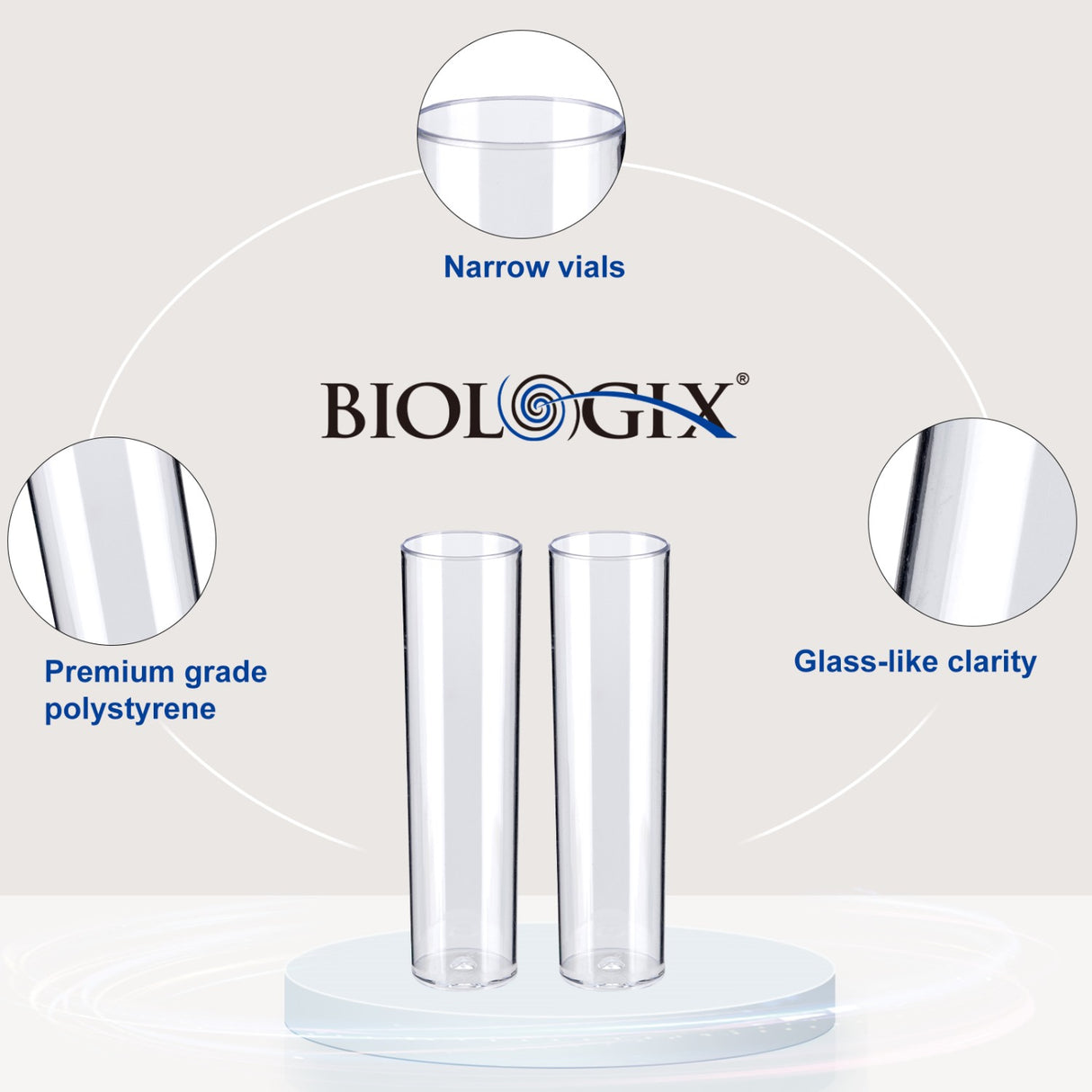 Drosophila Vials, PS, Bulk/Tray Packaging, 500 Pcs/Case