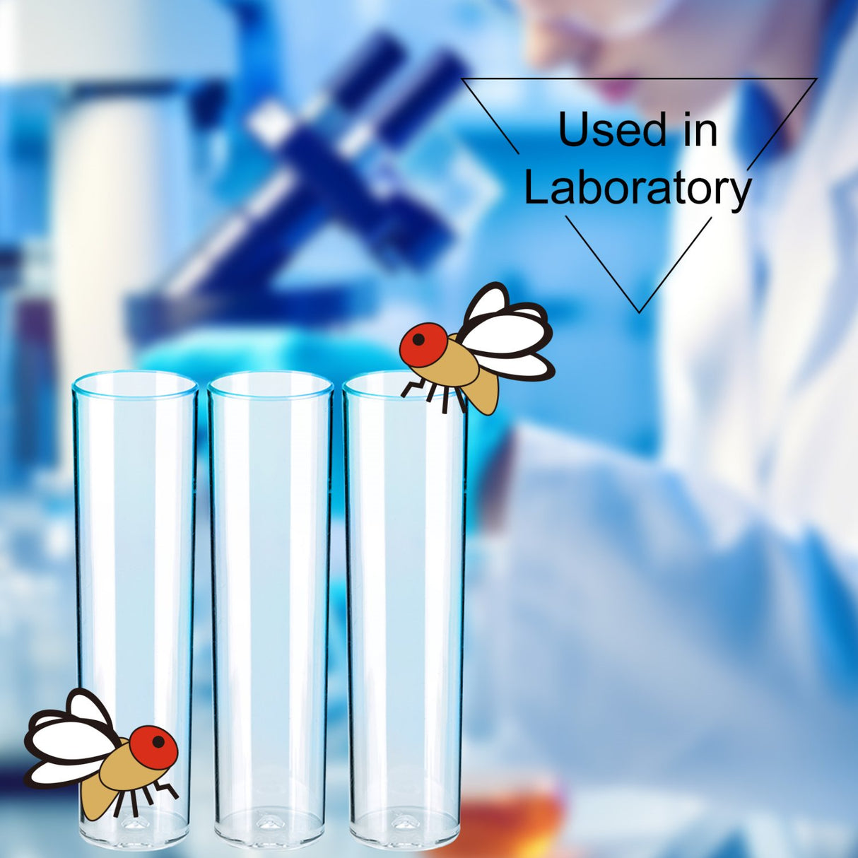 Drosophila Vials, PP, Bulk/Tray Packaging, 500 Pcs/Case