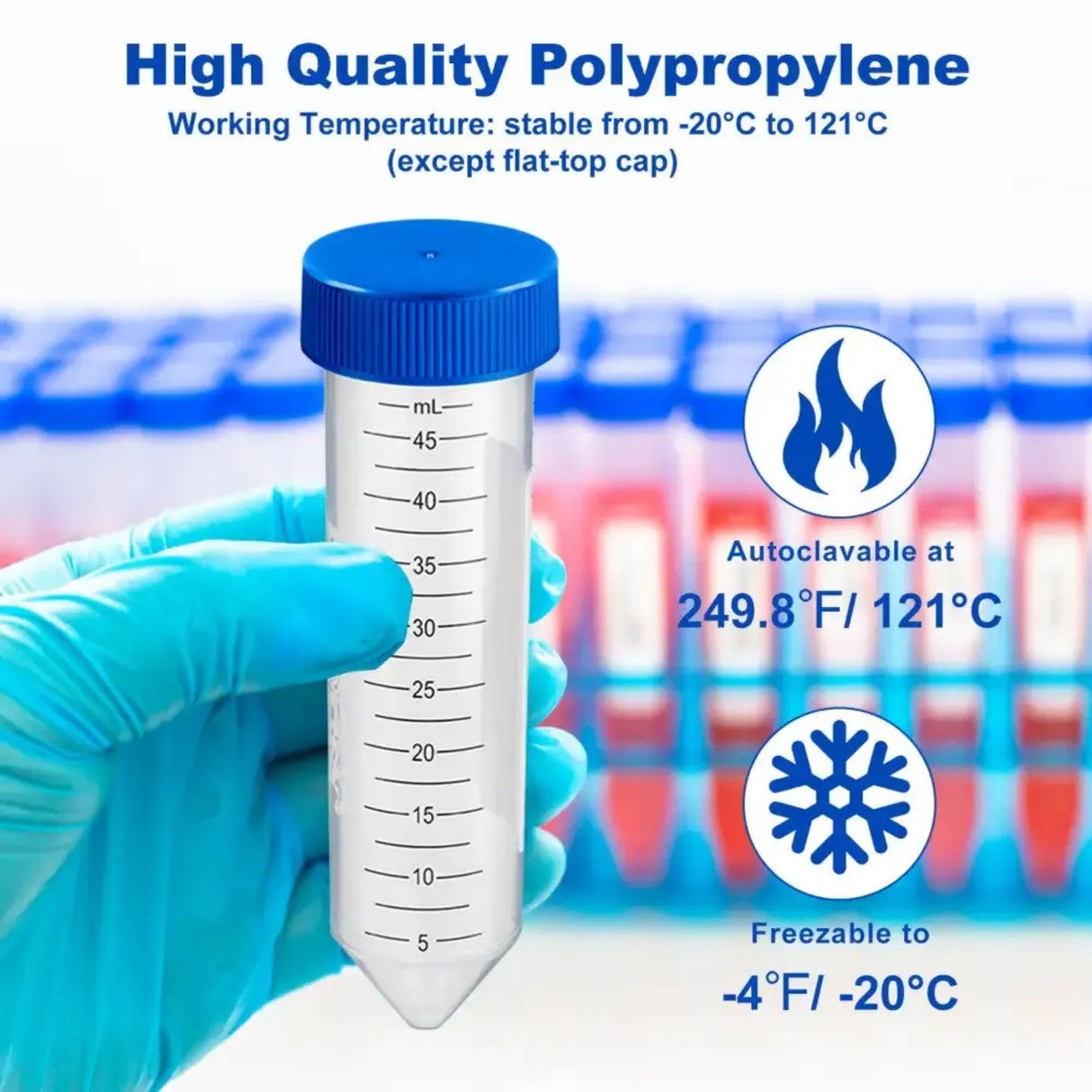 Biologix® 50ml Conical Bottom Centrifuge Tubes With Screw Caps, Sterile, 500/Case