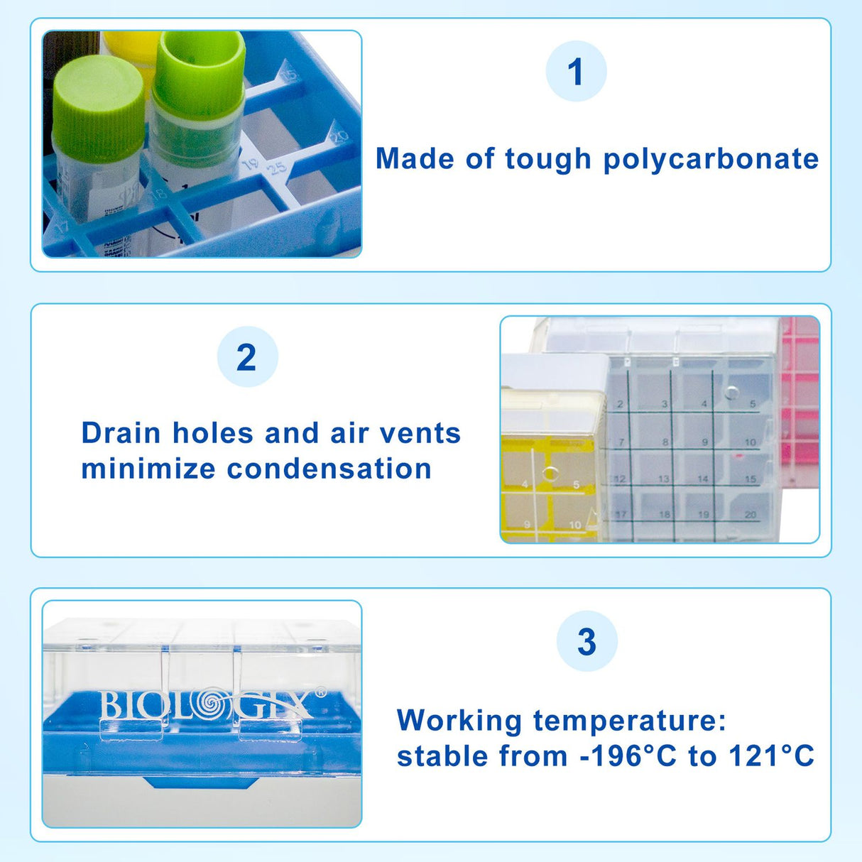 CryoKING® PC Cryogenic Boxes-2in. 25-Well, 5/Pack, 30/Case